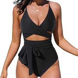 Swimsuit w/ Cut Out Front And Wraparound Tie Belt. Sz XL  **READ****